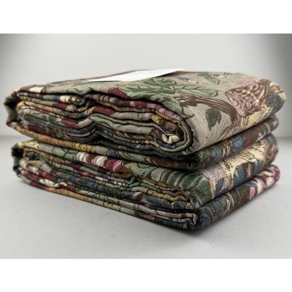Pottery Barn 2-in-1 Pole Top Curtains PHEASANT FLORAL 50x84 Set of 2 Linen Blend - Picture 6 of 7